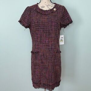 Chic Multicolor Tweed Dress